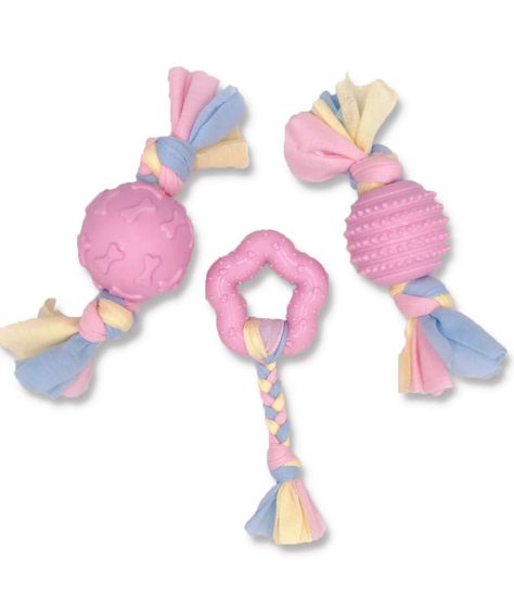 PEUPET Puppy Teething Toys, Dog Chew Toys Set with Cotton Rope for Puppies and Small Dogs Puppy Teething Toys, Puppy Things, Cute Dog Toys, Dog Accesories, Puppy Chew Toys, Puppy Teething, Tough Dog Toys, Pink Amazon, Pet Spaces