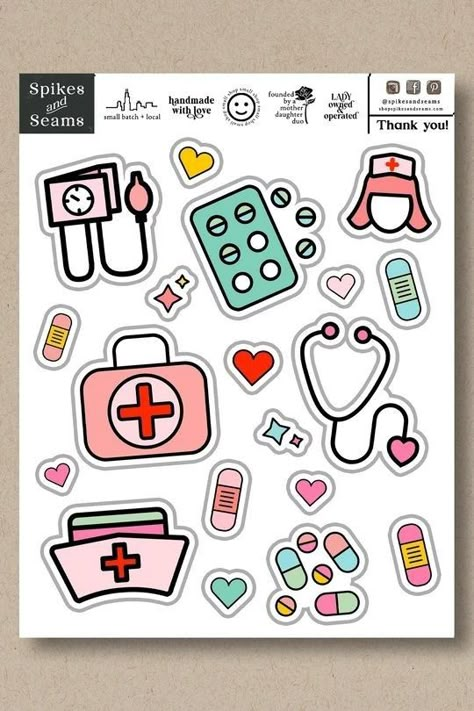 Internet Stickers, Vibe Stickers, Word Stickers, Medical Stickers, Doodle Frame, Nurse Stickers, Small Business Gifts, Medical Symbols, Aesthetic Sticker