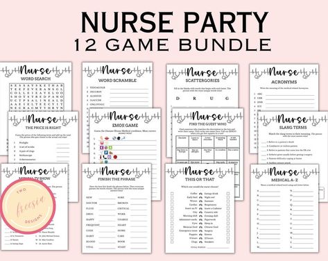 12 Printable Nurse Theme Party Games Nurse Graduation Game Nurse Graduation Party Nurse Retirement Party Digital Download NU04 - Etsy Nurse Week Games, Nursing Party Ideas, Nurses Week Games, Nurse Theme Party, Medical Tv Shows, Nurse Games, Nurse Graduation Party Decorations, Nursing Party, Nurse Graduation Party