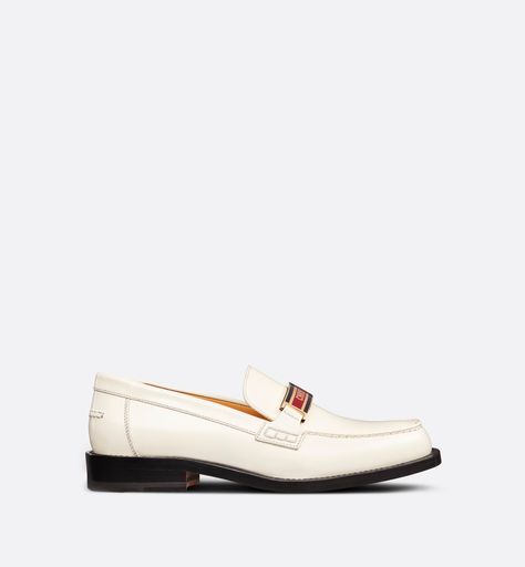 Dior Code Loafer White Brushed Calfskin | DIOR Dior Constellation, Dior Loafers, Constellation Embroidery, Dior Aesthetic, Dior Book, Loafers Women, Women Footwear, Christian Dior Fashion, Dior Book Tote