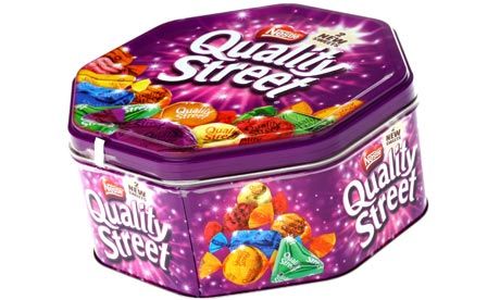 Quality Street Tin, Another good cake tin. I am more partial to Roses myself. Quality Streets Chocolates, Cadbury Roses, Chocolate Dreams, Quality Street, Chocolate Assortment, Price Reduction, English Food, British Food, Vintage Tins