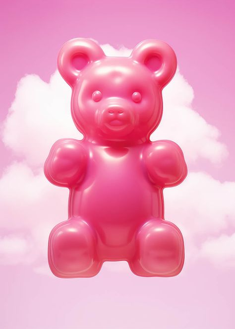 Gummy bear poster Gummy Bear Poster, Soft Poster Design, Sweets Aesthetic Candy, Candy Poster Design, Candy Wallpaper Aesthetic, Gummy Bears Aesthetic, Gummy Bear Aesthetic, Pink Gummy Bears, Aesthetic Candy