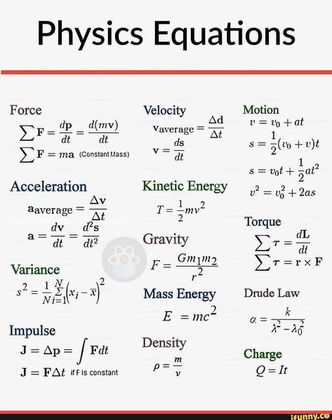 Kinesiology Notes, Physic Formula, Physics Tips, Basic Physics Formulas, Learning Chemistry, Physics Equations, Physics Mechanics, Physics Questions, Struktur Teks