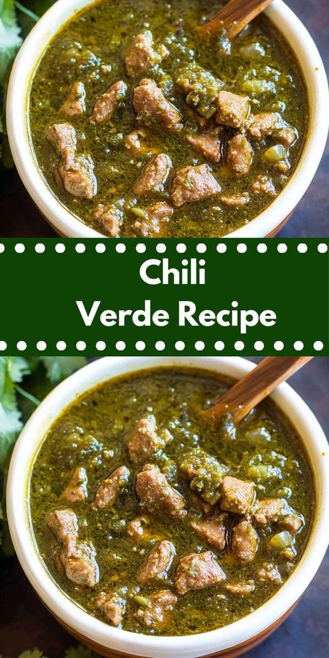 Looking for dinner recipes? This Chili Verde Recipe is a delicious choice! Whether you need dinner ideas, a chili recipe easy to make, or chili recipes crockpot style, this dish is perfect for your next meal. Crockpot Chili Verde Pork Easy, Authentic Chili Verde Recipe, Chili Recipes Crockpot, Chili Meals, Chili Verde Crockpot, Pork Chili Verde Recipe, Chili Verde Recipe, Chili Verde Pork, Mexican Main Dishes