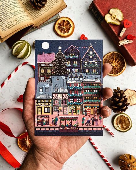 Paper and Cities on Instagram: “Christmas is coming! (and so is winter 🥶 !) Thank you SO much for all the love we are receiving for our Christmas in Colmar card this year!…” Postcards Christmas, London Postcard, Postcard Paper, City Postcard, Christmas Postcards, Meme Design, Postcard Design, Christmas Card Design, Christmas Postcard