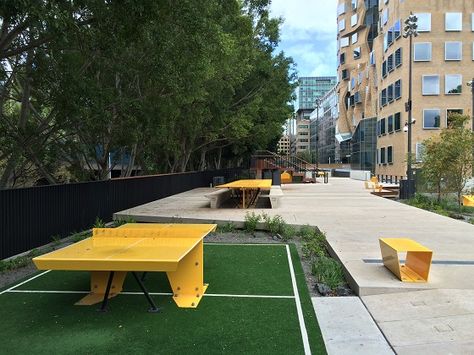 1 Public Ping Pong table, Darling Dr, Haymarket NSW 2000, Sydney, Australia - PING PONG MAP Bench With Table, Elevated Walkway, Outdoor Ping Pong, Urban Concept, Railway Line, Linear Park, Public Space Design, Sport Park, Game Room Family