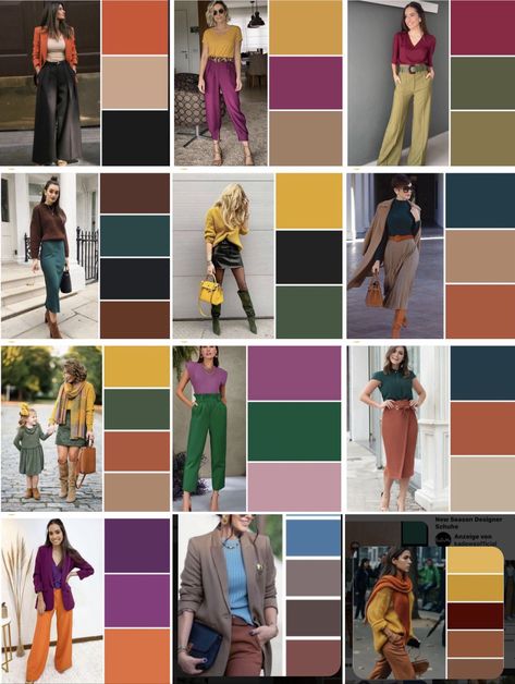 Autumn Color Palette Fashion, Deep Autumn Color Palette, Autumn Color Palette, Colour Combinations Fashion, Color Combos Outfit, Color Blocking Outfits, Color Combinations For Clothes, Airplane Essentials, Color Trends Fashion