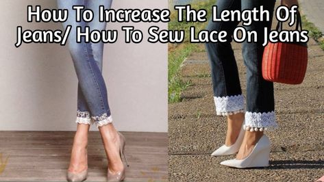 Lengthen Pants, Jeans Hem, Diy Lace Up, Lace Up Jeans, Diy Jeans, Jeans Diy, Pattern Background, How To Sew, Lace Pattern