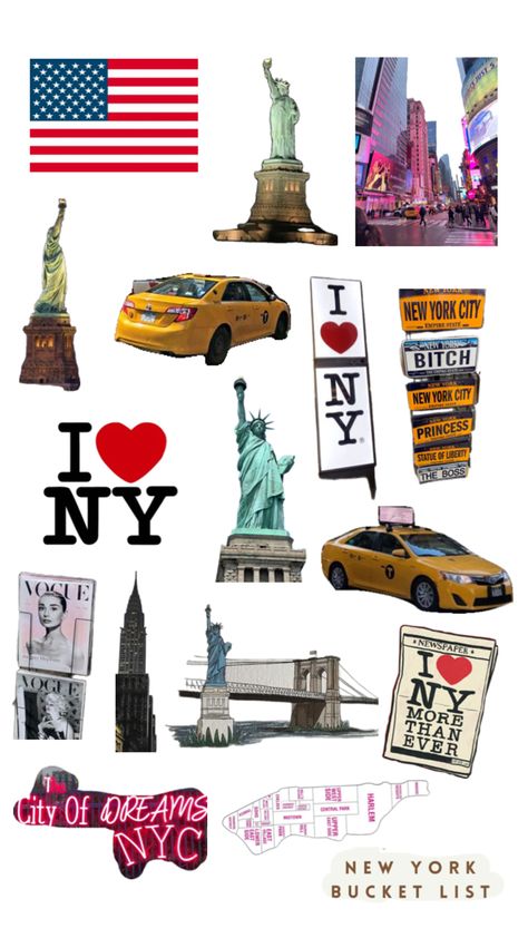 New York Stickers Printable, Scrapbook New York, New York Scrapbook Ideas, Scrapbook Tour, New York Symbols, Nyc Stickers, New York Stickers, Travel Journal Stickers, New York Scrapbook