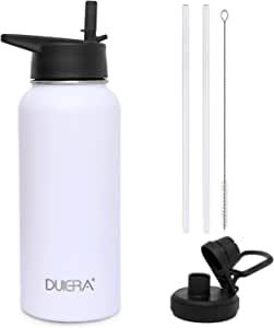 DUIERA 32oz Insulated Water Bottle Vacuum Stainless Steel Water Bottle with Straw & Leak Proof Spout Lids, BPA Free, Keep Beverage Cold or Hot - White : Amazon.ca: Home 1 Liter Water Bottle, White Water Bottle, 32oz Water Bottle, Metal Water Bottle, Vacuum Insulated Water Bottle, Bottle With Straw, Water Bottle With Straw, Insulated Stainless Steel Water Bottle, Insulated Bottle