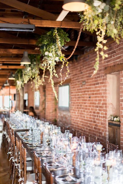 Brick Wall Wedding, Industrial Wedding Reception, Brick Wall Photography, Wedding Styles Themes, Traditional Decor Southern, Wedding Attire For Women, Beach Wedding Groomsmen, Beach Wedding Tables, Beach Wedding Attire