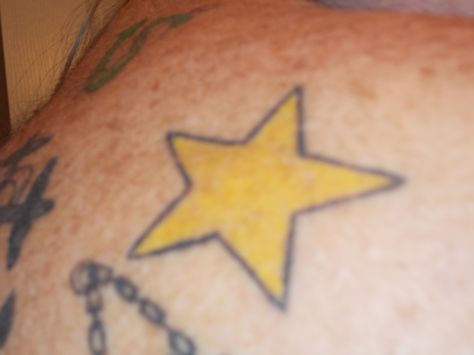 one of my 5 stars..." Yellow " for my unknown Brothers.. Stars Yellow, Star Tattoo, Star Tattoos, Leaf Tattoos, Maple Leaf Tattoo, Girl Tattoos, I Tattoo, Tattoos, Stars