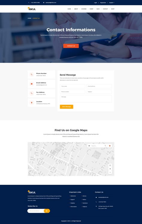 Contact Page  1 | Google Maps | Form | Contact Detail Contact Us Page Design, Web Design User Interface, Corporate Website Design, Flat Web Design, Minimalist Theme, Web Design Websites, Online Web Design, Web Design Quotes, Webdesign Inspiration