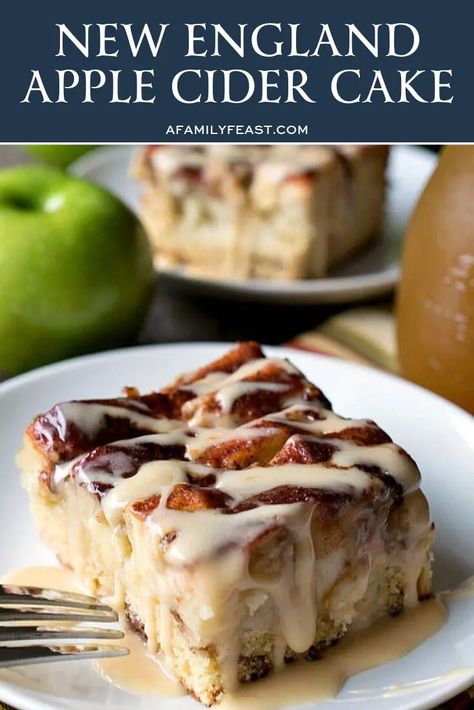 New England Apple Cider Cake - A Family Feast® Apple Cider Cake, Cider Cake, Best Apple Desserts, Cake Apple, Apple Desserts Easy, Apple Cider Recipe, Apple Recipes Easy, Apple Dessert Recipes, Quick Easy Desserts