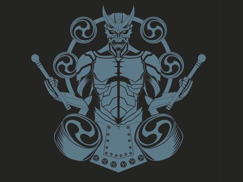 Raijin God Tattoo, Susanoo God, Usagi Raijin, Raijin God, Raijin Fujin, God Tattoos, C Tattoo, Japanese Mythology, Beauty Art Drawings