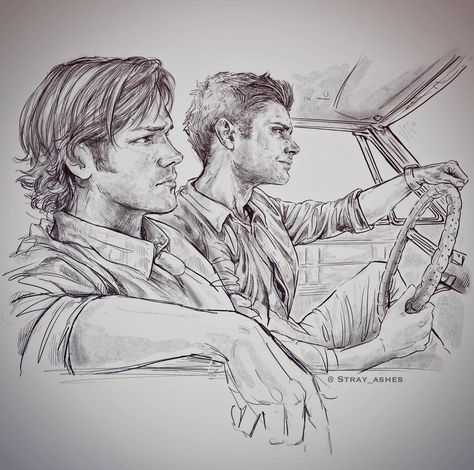 #inktober PROMPT 10: "Nomadic" I'm obviously two days late but, since I'm rewatching the entirety of Supernatural these days, because of reasons... reasons that swing from "teenage nostalgia" to "I was drooling over Soldier Boy I need to see him more again"... I couldn't resist thinking about the Winchester Brothers and their hectic, nomadic, messed up life. So here my boys are. Sorry Castiel for leaving you out this time ily _ #art #drawing #procreate #digitalart #portrait #fanart #illustra... Supernatural Chibi Art, Winchester Brothers Fanart, Sam And Dean Winchester Fanart, Supernatural Fan Art Drawings, Dean Winchester Drawing, Supernatural Sketches, Dean Winchester Fan Art, Xmen Drawing, Dean Winchester Fanart