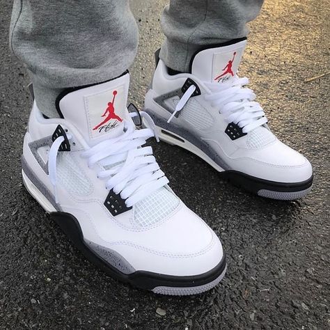 #FEATUREMYSNEAKS 👈 on Instagram: “Are these the best 4s? ✔️ 📸: @eqkicks | Jordan 4 White Cement #featuremysneaks” Air Jordan 4 Outfit, Jordan 4 White Cement, Jordan 4 Outfit, Jordan 4 White, Jordans For Sale, Outlet Nike, Sneaker Outfits, Jordan Retro 4, Jordan 4s