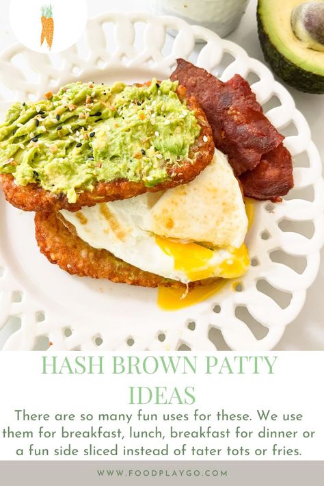 Ways to eat hash brown patties Dinner Lunch Ideas, Easy Recipes Breakfast, Patty Food, Hash Brown Patties, Breakfast Inspiration, Breakfast Hashbrowns, Lunch Inspiration, Hashbrown Recipes, Food Play