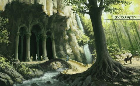 Menegroth Tolkien, Elf Culture, Vampire City, Tolkien Artwork, Cair Paravel, Plant Monster, Middle Earth Art, Nature Goddess, Enchanted Wood