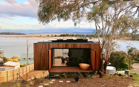 16 Of The Coolest Tiny Houses In Australia | Urban List Grand Designs Australia, Suspended Fireplace, Micro Cabin, Alpine House, Outdoor Bathtub, Tiny House Luxury, Tiny Houses For Rent, Pod House, Outdoor Tub