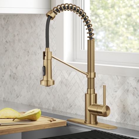 Antique brass kitchen faucet