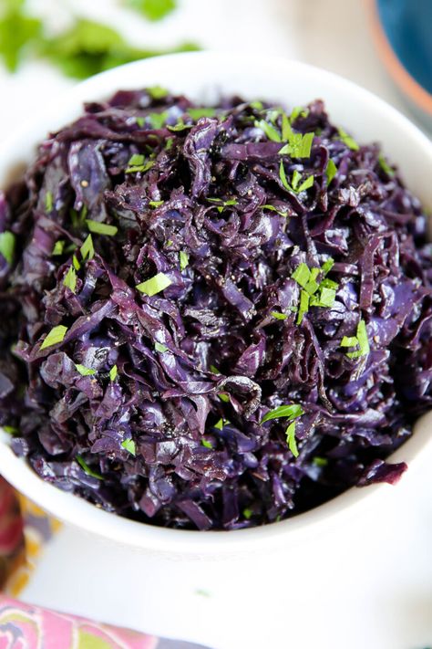 Back to Basics: Braised Purple Cabbage - PaleOMG Summer Slaw, Easy Veggie Side Dish, Asian Cucumber Salad, Braised Cabbage, Bulgogi Beef, Bacon Sausage, Easy Veggie, Purple Cabbage, Cooked Veggies