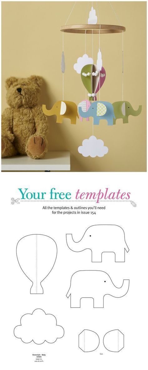 Perlengkapan Bayi Diy, Elephant Mobile, Baby Nursery Diy, Paper Mobile, Diy Baby Mobile, Baby Mobil, Circle Crafts, Mobile Template, Diy Bebe