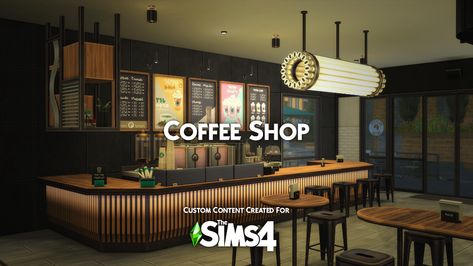 ArtStation - Coffee Shop Assets - The Sims 4 Style Sims 4 Coffee Bar, Sims 4 Coffee Shop, Cafe Apron, Sims 4 Tattoos, Gift Bag Ideas, Pink And Black Christmas, Coffee Nook, Hot Pink And Black, Wood Grain Texture