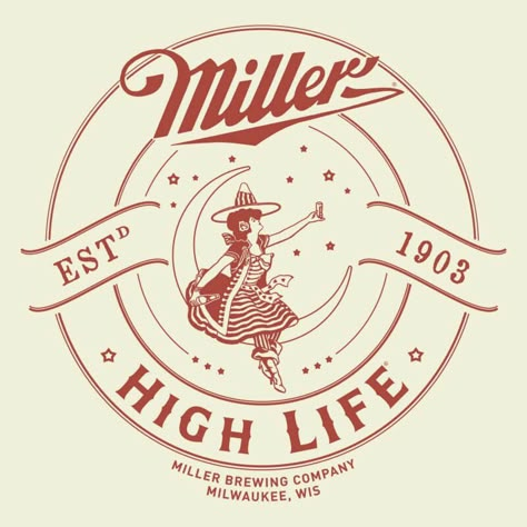 Miller High Life | Quaker City Mercantile Castle Lite, San Miguel Beer, Beer Logo Design, Beer Drawing, Duff Beer, Beer Merchandise, Shot Book, Circle Game, Miller High Life