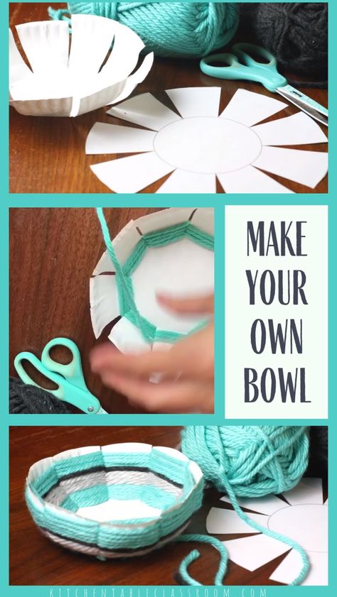 Woven Bowl- A DIY with Free Printable Template #box #template #boxtemplate Create this woven bowl using the free printable template, a paper plate, & yarn. This is a great elementary / middle school art lesson to introduce weaving. Template Box, Plate Crafts For Kids, Woven Bowl, Education Illustration, Valentine Paper, Paper Plate Craft, Diy Crafts For Teen Girls, Paper Plate Crafts For Kids, Art Lessons Middle School