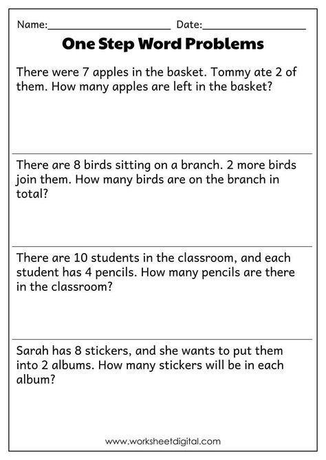 One Step Word Problems All Operations PDF, Word Problems Worksheet for 1st Grade, 2nd Grade, Math Worksheet, Solve Word Problems, Printable Worksheet For 1st Grade, Teaching Division, Problem Solving Worksheet, Multiplication Word Problems, Addition Words, Cvc Words Kindergarten, Addition Word Problems, Subtraction Word Problems, Preschool Math Worksheets