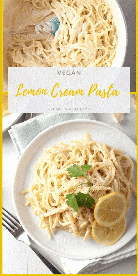 Vegan Lemon Pasta, Pasta With Lemon Sauce, Lemon Heaven, Chicken Caesar Pasta, Cashew Cream Sauce, Caesar Pasta Salad, Italian Feast, Caesar Pasta, Lemon Cream Sauces