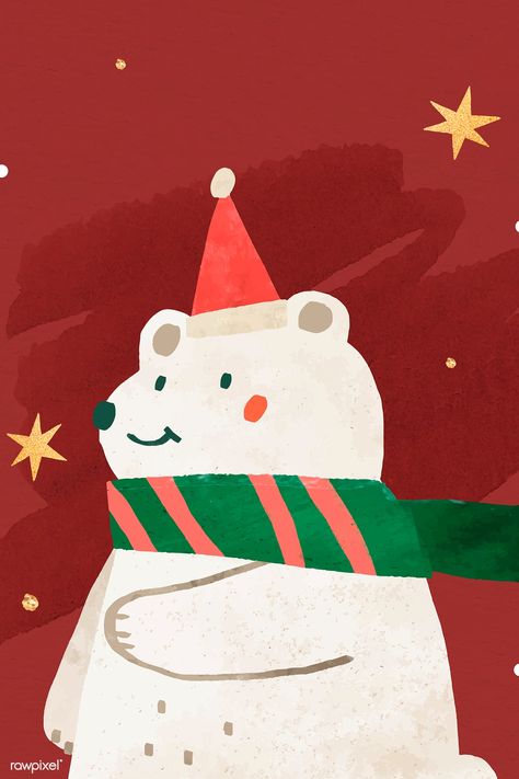 Christmas white bear doodle vector | premium image by rawpixel.com / Toon #vector #vectorart #digitalpainting #digitalartist #garphicdesign #sketch #digitaldrawing #doodle #illustrator #digitalillustration #modernart Bear Doodle, Christmas Card Illustration, Doodle Vector, Bear Watercolor, Xmas Wallpaper, Bear Illustration, Bear Christmas, Christmas White, Christmas Bear