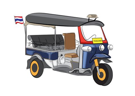 Tuk Tuk Illustration, Thailand Tuk Tuk, Thai Mural, Outdoors Logo Design, Thai Alphabet, Highlights Icon, Auto Rickshaw, Car White, Outdoor Logos