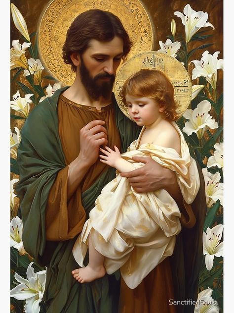 Jesus Childhood, Saint Joseph Art, St Jose, St Joseph Catholic, Jesus Christ Painting, Jesus And Mary Pictures, Catholic Images, Child Jesus, Biblical Art