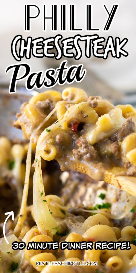 Philly Cheesesteak Pasta, Cheesesteak Pasta, Dinner Rotation, Cheese Steak, Philly Cheese, Beef Pasta, Cheesy Pasta, Philly Cheesesteak, Philly Cheese Steak