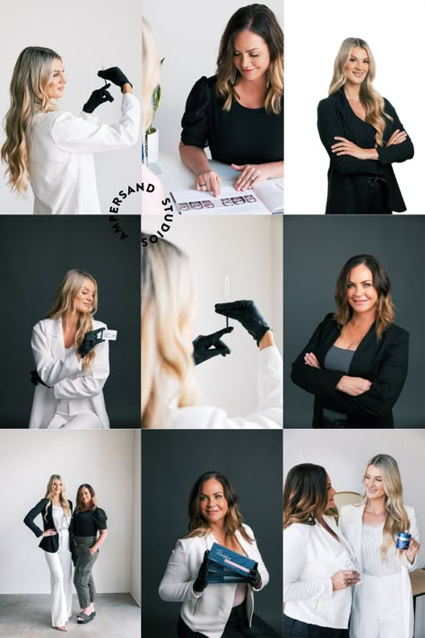 Med Spa Group Photos, Spa Owner Photoshoot Ideas, Spa Business Photoshoot Ideas, Medical Branding Photoshoot, Outfits For Estheticians, Nurse Injector Headshots, Medical Esthetician Photoshoot, Aesthetic Nurse Injector Outfit, Skin Clinic Photoshoot