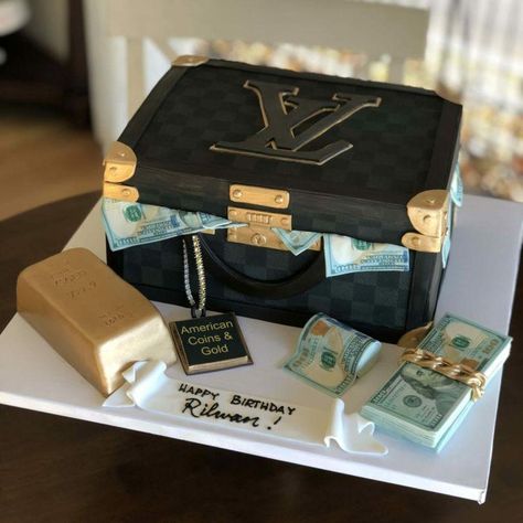 Beer Bottle Cake, Save 2000, Louis Vuitton Birthday, Luggage Cake, Money Birthday Cake, Louis Vuitton Cake, Gucci Cake, Bottle Cake, Unique Birthday Cakes