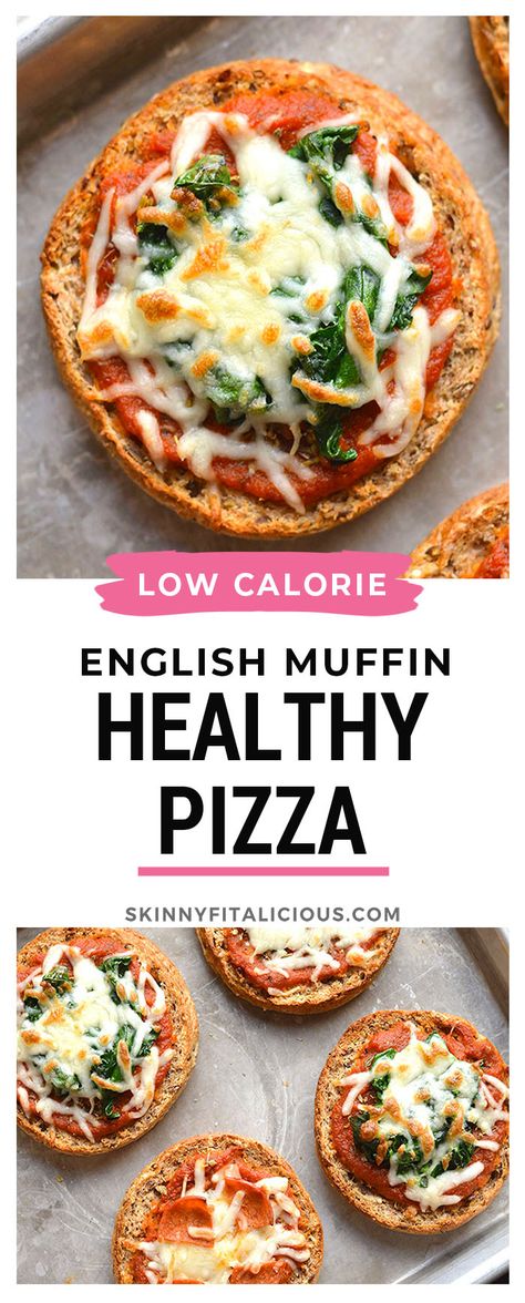 Healthy English Muffin, Muffin Healthy, Calories Pizza, Low Calorie Pizza, English Muffin Pizza, Low Calorie Breakfast, Low Carb Low Fat Recipes, Healthy Low Calorie Meals, Low Calorie Dinners