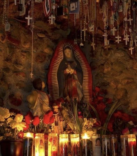 Empress Aesthetic, Folk Catholicism, Mary Shrine, Virgin Mary Shrine, Catholic Iconography, Catholic Core, Chimayo New Mexico, New Mexico Santa Fe, Religious Photos