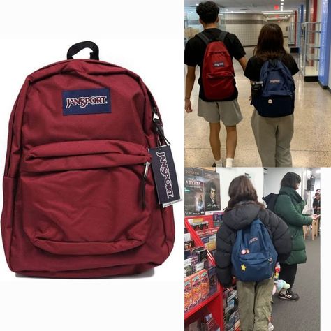 Red Jansport Backpack, Jansport Bag, Collage Backpack, Jansport Backpacks, Mochila Jansport, Romanticize School, Black Lagoon Anime, College Life Hacks, Backpack Essentials