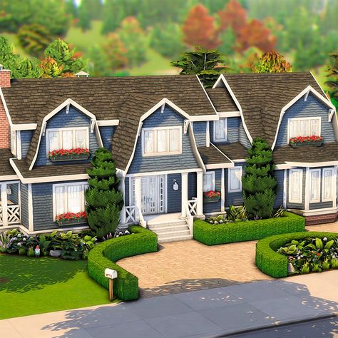 Sims 4 Coastal House, Base Game Sims, Sims 4 Building Ideas, Sims 4 Houses Layout, Brindleton Bay, Coastal Hamptons, Sims 4 House Plans, Sims 4 House Design, Coastal House