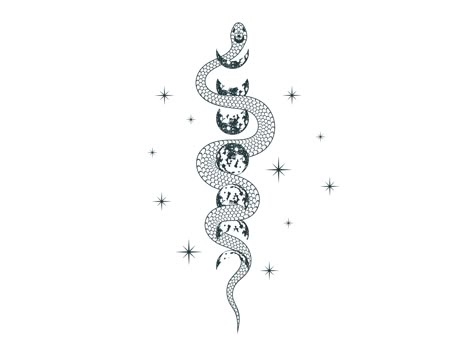 Snake And Stars Tattoo, Kundalini Tattoo, Moon Cycle Tattoo, Tattoo Bicep, Apollo Tattoo, Enough Tattoo, Cosmic Tattoo, Mantra Tattoo, Moon Phases Tattoo