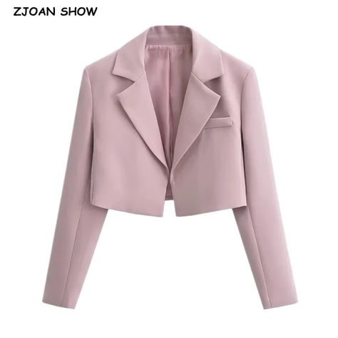 20.01US $ 38% OFF|Autumn Notched Collar Open Stitching Blazer Vintage Women Full Sleeve High Waist Short Suit Cool Girl Coat Outwear| |   - AliExpress Girls Blazers, Waist Blazer, Blazer For Women, High Waist Short, Cropped Blazer, Girl Coat, Short Suit, Vintage Women, Suits Coats