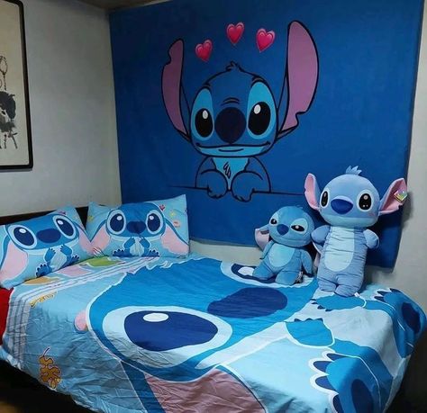 Blue Stitch themed dormitory ~.~ Stitch Bedrooms, Lilo And Stitch Bedroom Ideas, Lilo And Stitch Room Ideas, Lilo And Stitch Bedroom, Stitch Themed Bedroom, Stitch Room Ideas, Stitch Bedroom Ideas, Stitch Bedroom, Stitch Room