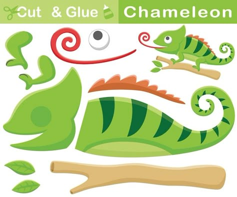 Cartoon of chameleon on tree branches st... | Premium Vector #Freepik #vector #chameleon #lizard #reptile #puzzle-game Chameleon Craft, Mixed Up Chameleon, Kids Bulletin Boards, Jungle Thema, Premium Vector Cartoon, Chameleon Lizard, Cut And Glue, Game For Children, Paper Games