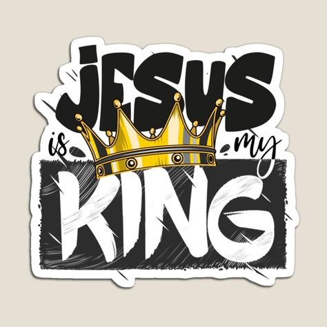 Jesus is my king. Expressive t-shirts and more apparel including long sleeved shirts, hoodies, women’s dresses and leggings. Waterproof vinyl christian stickers that add some personality to your laptop computer, phone case, vinyl stickers that are waterproof and scratch resistant. Jesus Graphic Design, Jesus Stickers, Stickers Jesus, Jesus Graphic, Jesus King, Christian Graphic Design, Christian Graphics, Jesus Design, God Sticker