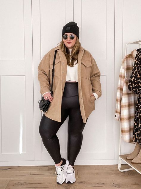 Curvy Winter Outfits, Plus Size Legging Outfits, Faux Leather Leggings Outfit, Shacket Outfit, Outfits Gorditas, Leggings Outfit Fall, Leggings Outfit Casual, Plus Size Winter Outfits, Leather Leggings Outfit