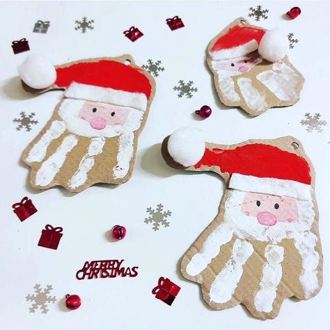 Santa Claus Manualidades, Santa Kids Crafts, Santa Hat Crafts, Santa Claus Crafts, Santa Claus Decorations, Christ Centered Christmas, Santa Crafts, Christmas Crafts For Kids To Make, Handprint Crafts