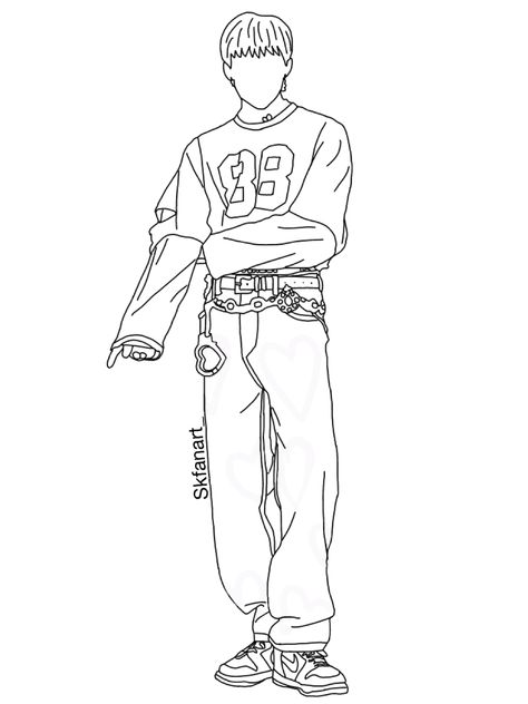 Skzoo Coloring Pages, Skz Coloring Pages, Hyunjin Line Art, Stray Kids Coloring Page, Kpop Coloring Pages, Kpop Line Art Drawing, Kid Coloring Page, Kids Coloring Pages, Wall Drawing